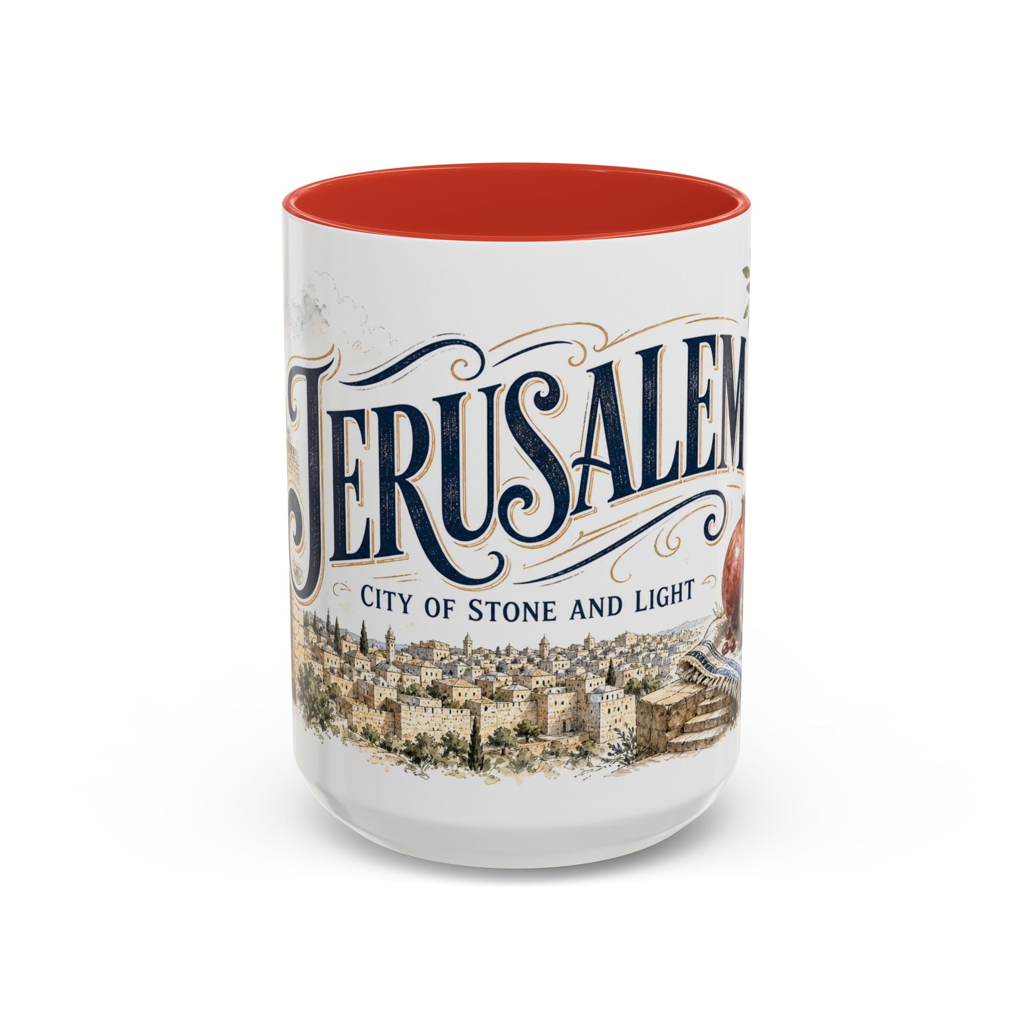 Jerusalem Coffee Mug | Jerusalem region Travel Souvenir | Vintage Illustrated City Gift | 11 oz 15 oz Accent Mug