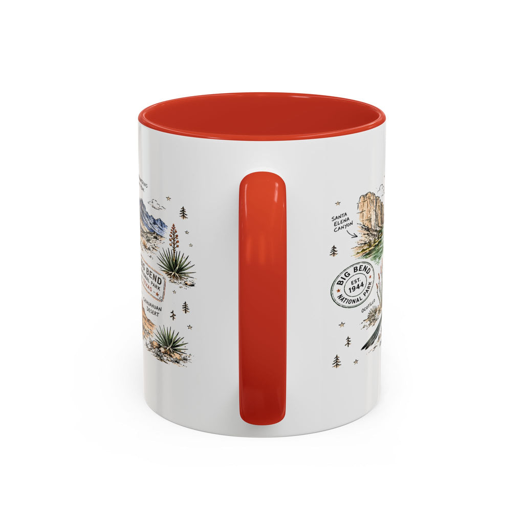 Big Bend National Park Coffee Mug | Texas Desert River Canyon Hiking Gift | Accent Color Ceramic 11oz 15oz