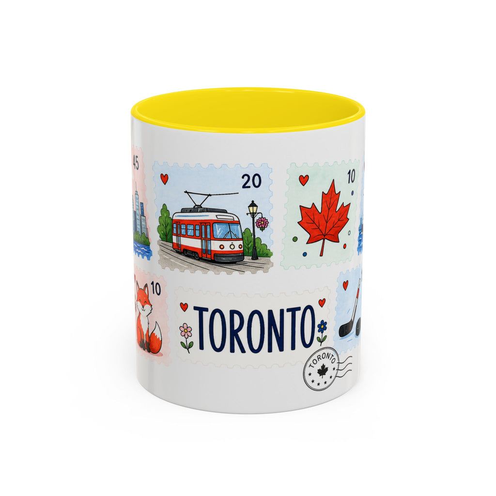 Toronto Coffee Mug | Postage Stamp Collage Mug | Travel Souvenir Accent Cup 11oz 15oz