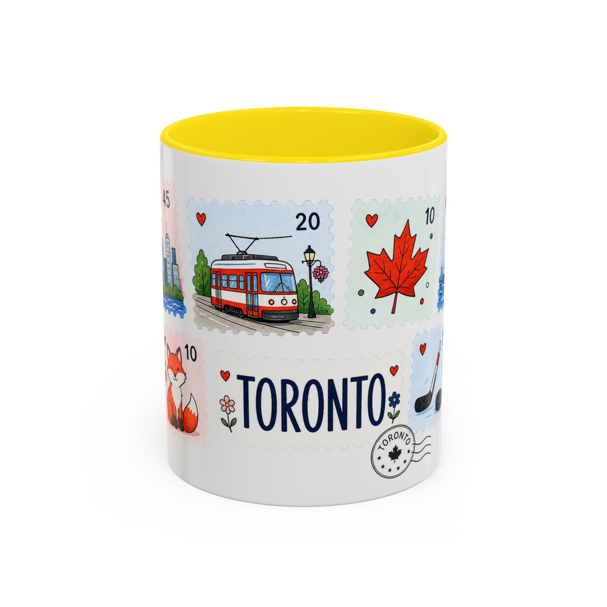 Toronto Coffee Mug | Postage Stamp Collage Mug | Travel Souvenir Accent Cup 11oz 15oz