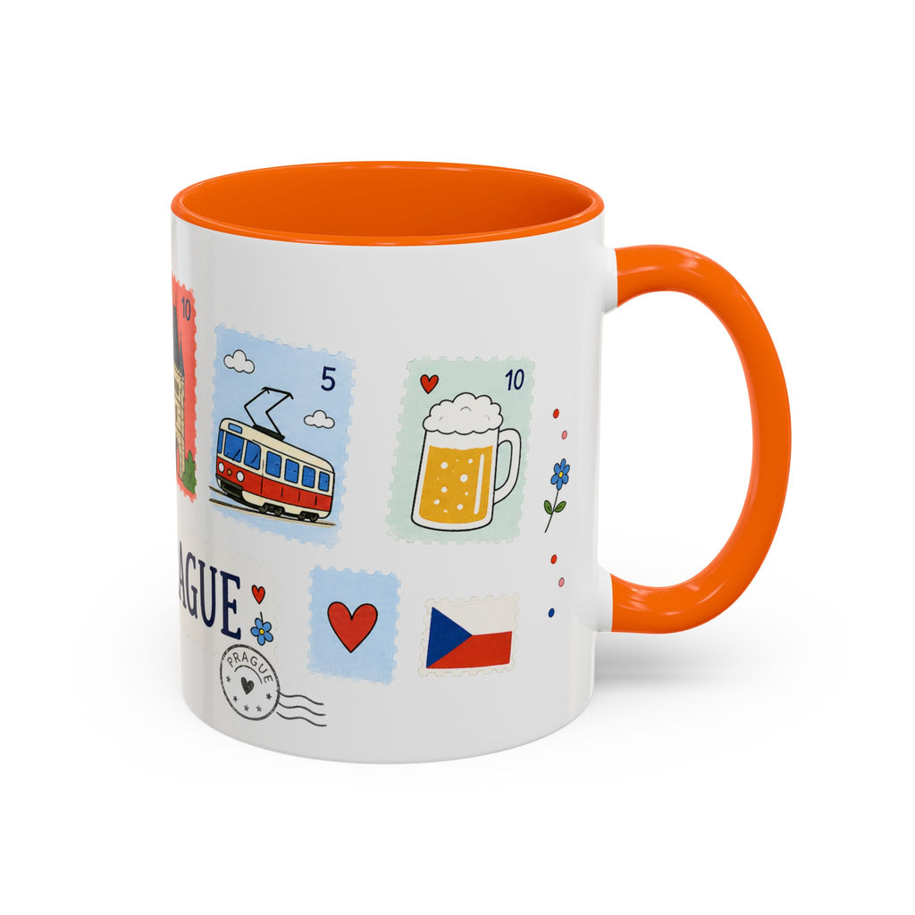 Prague Coffee Mug | Postage Stamp Collage Mug | Travel Souvenir Accent Cup 11oz 15oz