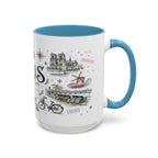 Paris Coffee Mug | France Souvenir Travel Gift | Accent Color Ceramic 11oz 15oz
