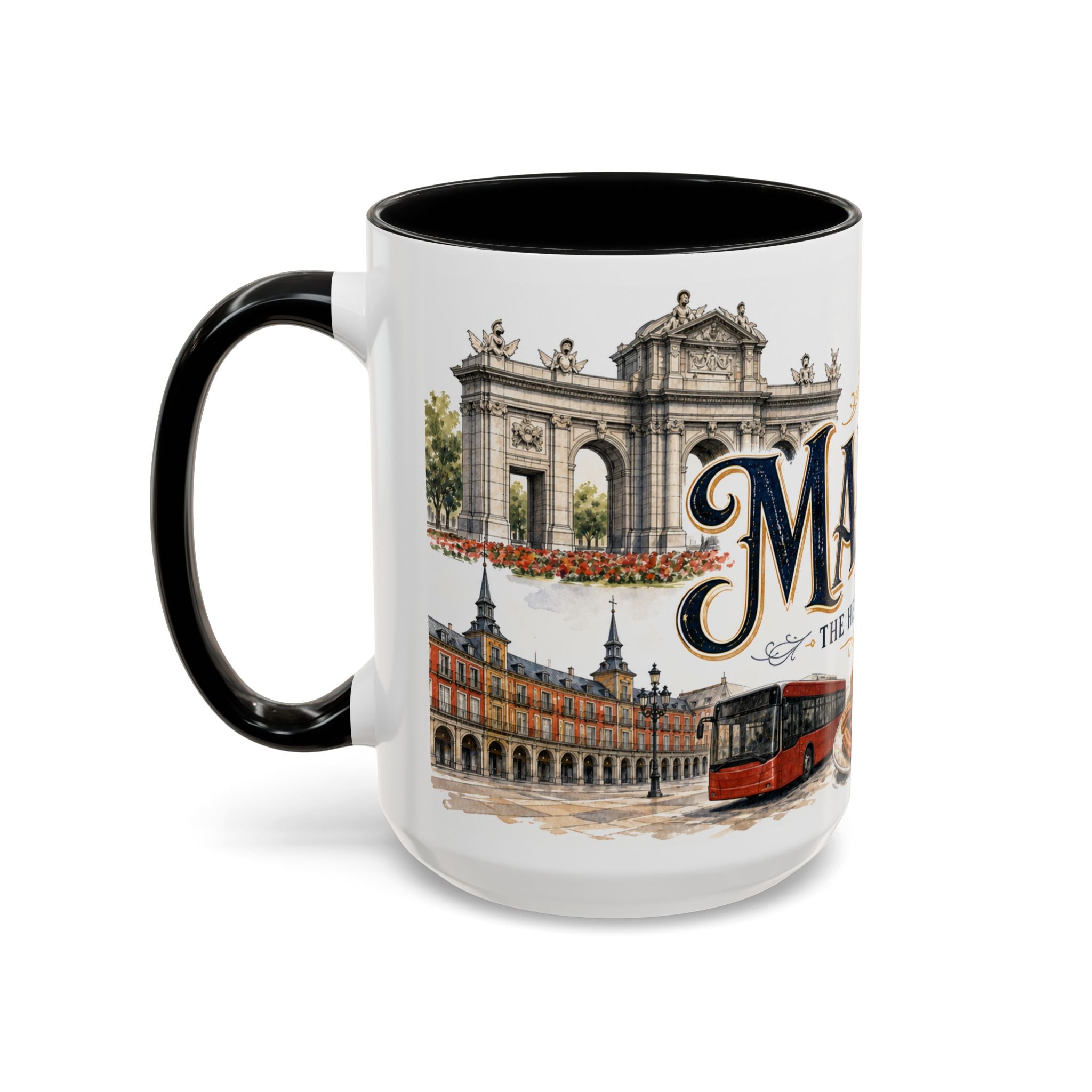 Madrid Coffee Mug | Spain Travel Souvenir | Vintage Illustrated City Gift | 11 oz 15 oz Accent Mug