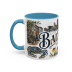 Baltimore Coffee Mug | United States Travel Souvenir | Vintage Illustrated City Gift | 11 oz 15 oz Accent Mug