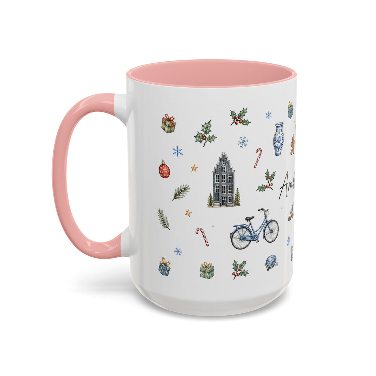Amsterdam Christmas Watercolor Mug | Festive City Souvenir Coffee Cup