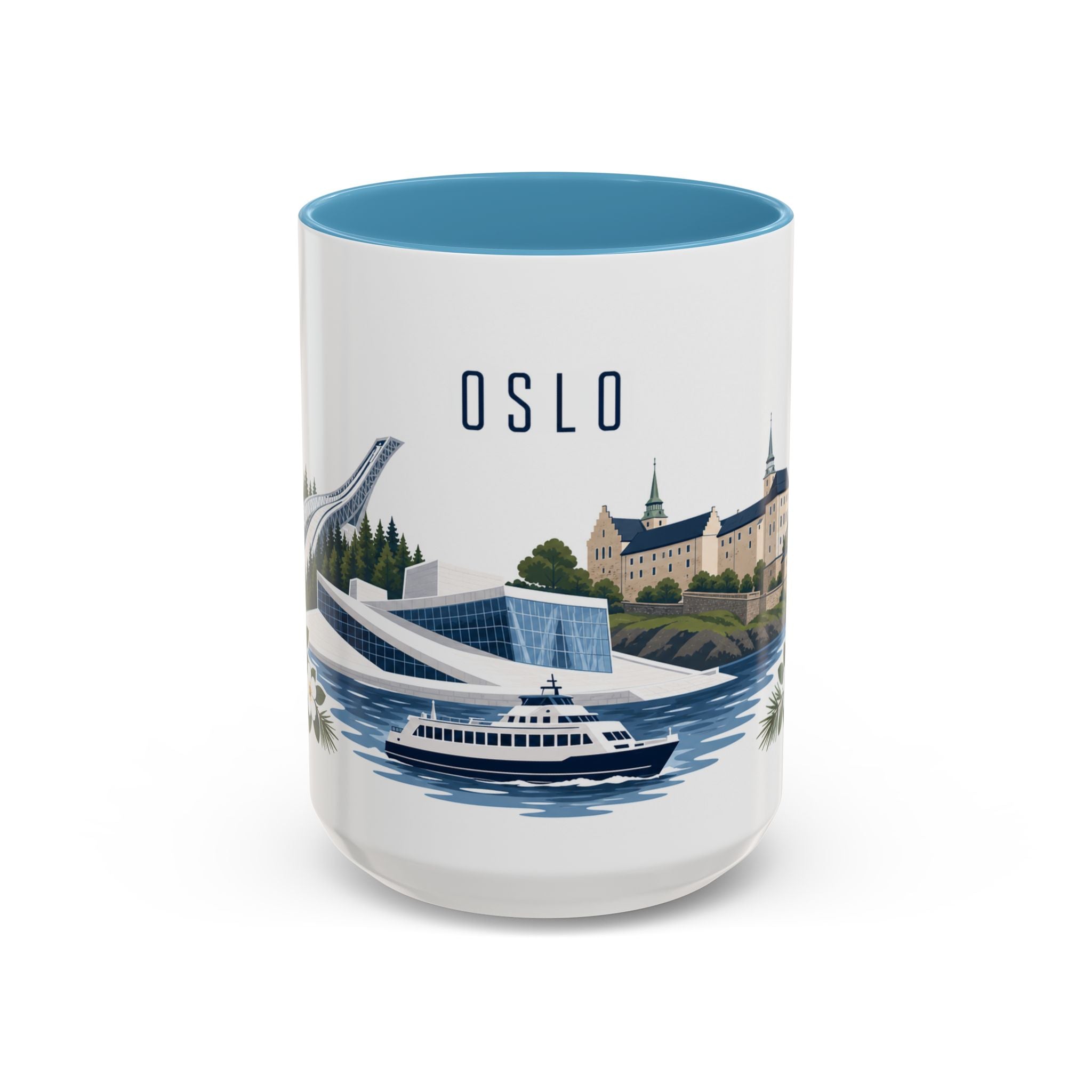 Oslo Coffee Mug | Norway Travel Souvenir | Porcelain Decal City Gift | 11oz 15oz Accent Mug