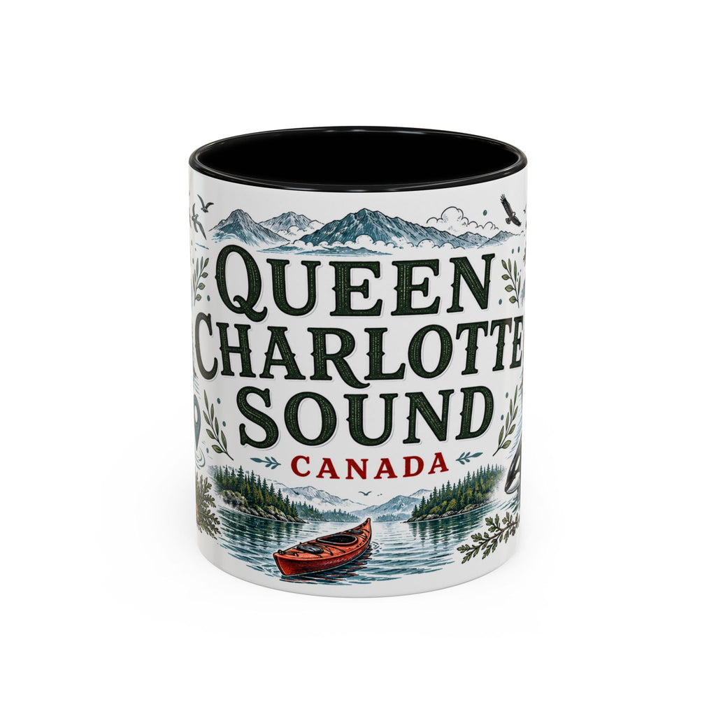 Queen Charlotte Sound Coffee Mug | Travel Destination Souvenir Gift | Accent Color Ceramic 11oz 15oz