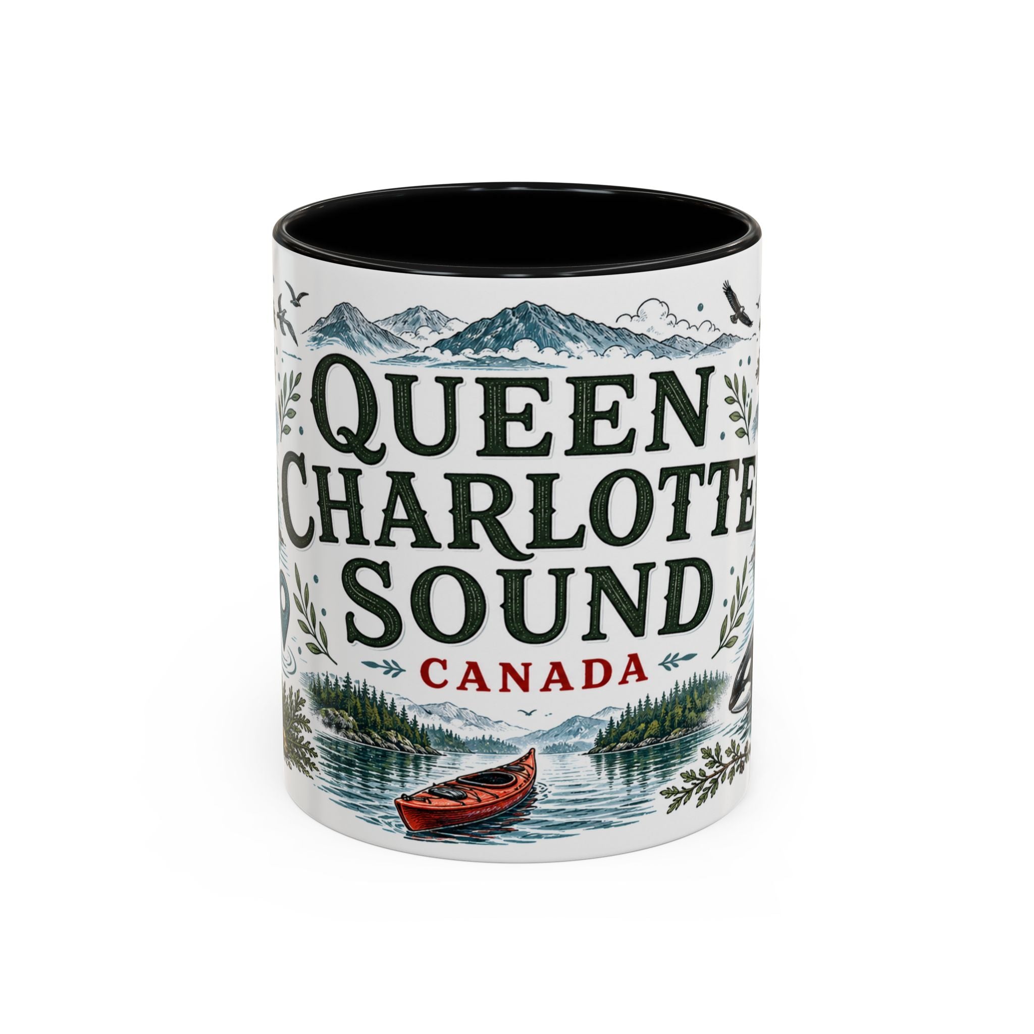 Queen Charlotte Sound Coffee Mug | Travel Destination Souvenir Gift | Accent Color Ceramic 11oz 15oz