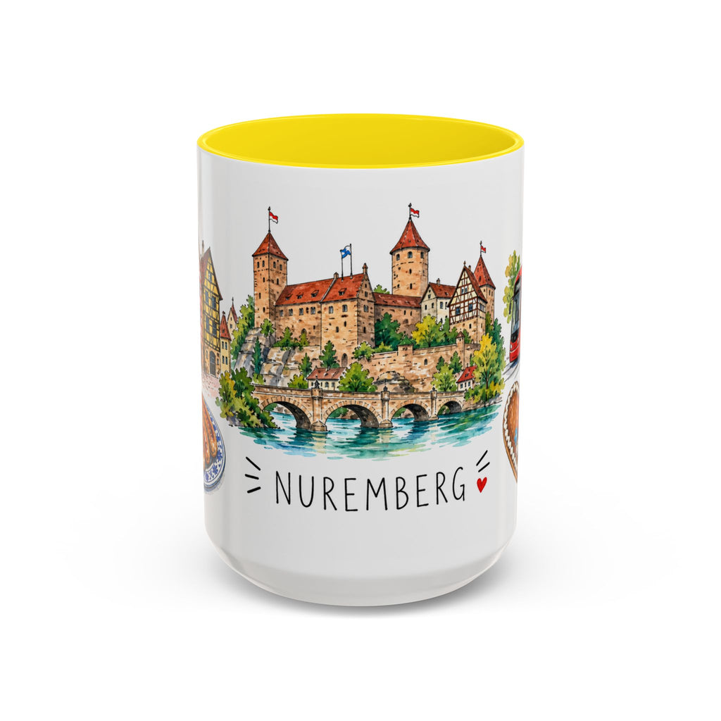 Nuremberg Illustrated Travel Mug | City Souvenir Accent Coffee Mug | 11oz 15oz Ceramic Cup