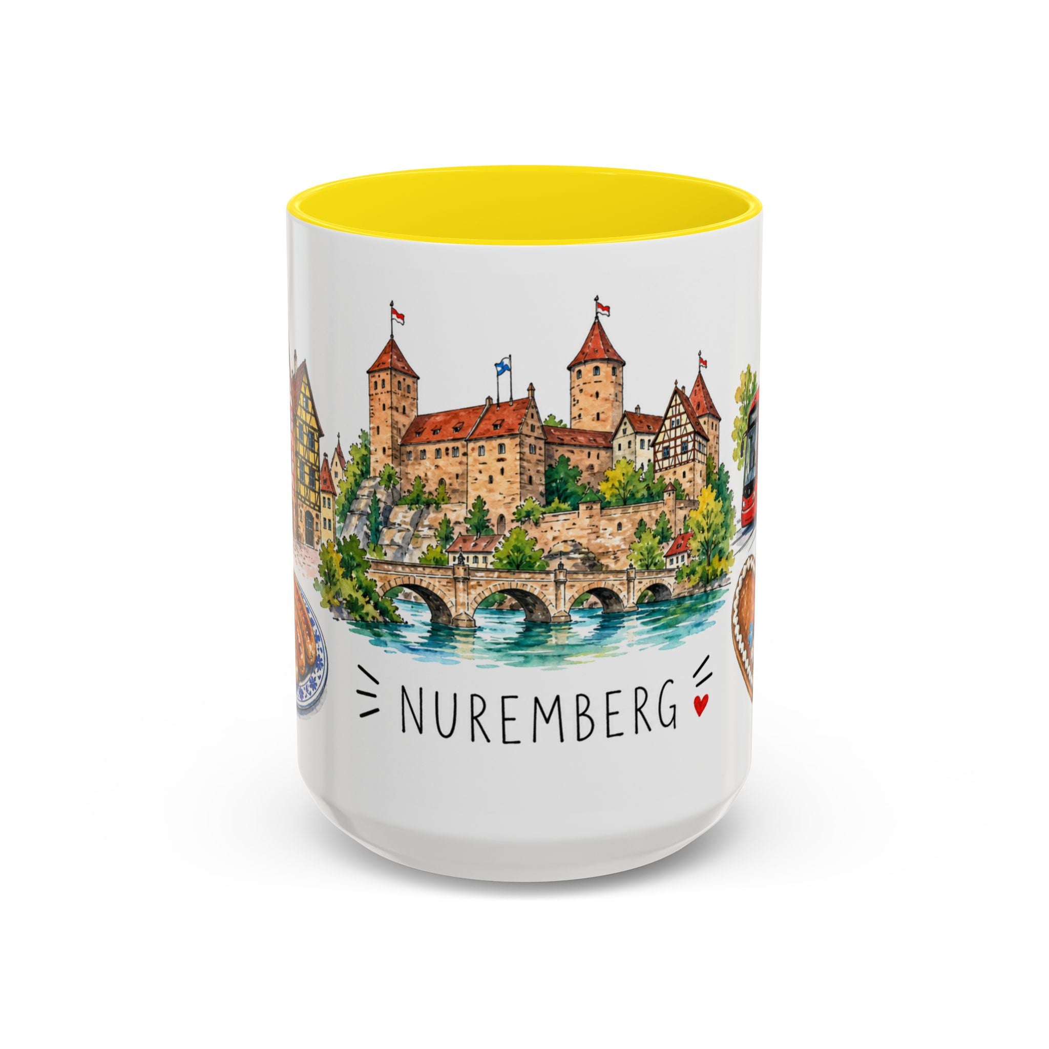 Nuremberg Illustrated Travel Mug | City Souvenir Accent Coffee Mug | 11oz 15oz Ceramic Cup