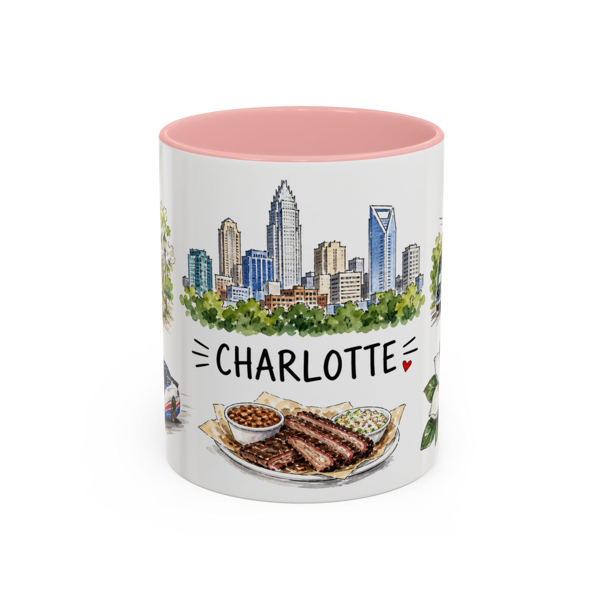 Charlotte Illustrated Travel Mug | City Souvenir Accent Coffee Mug | 11oz 15oz Ceramic Cup