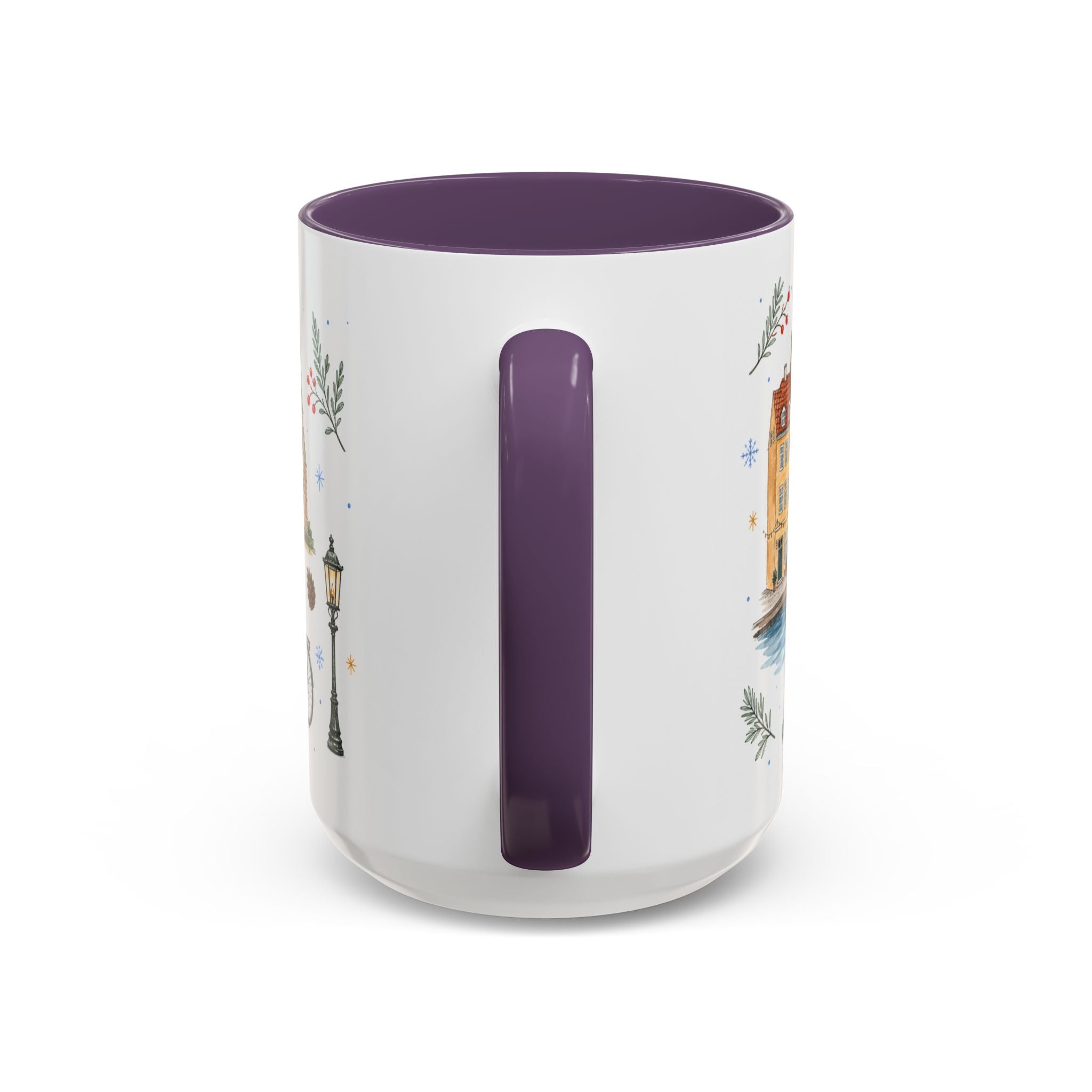 Copenhagen Christmas Mug | Watercolor Travel Souvenir | Holiday Gift | Accent Ceramic Coffee Cup 11oz 15oz