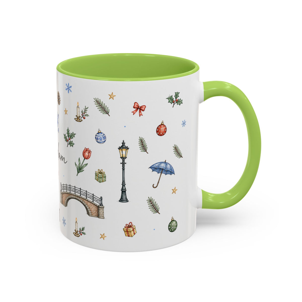 Amsterdam Christmas Watercolor Mug | Festive City Souvenir Coffee Cup
