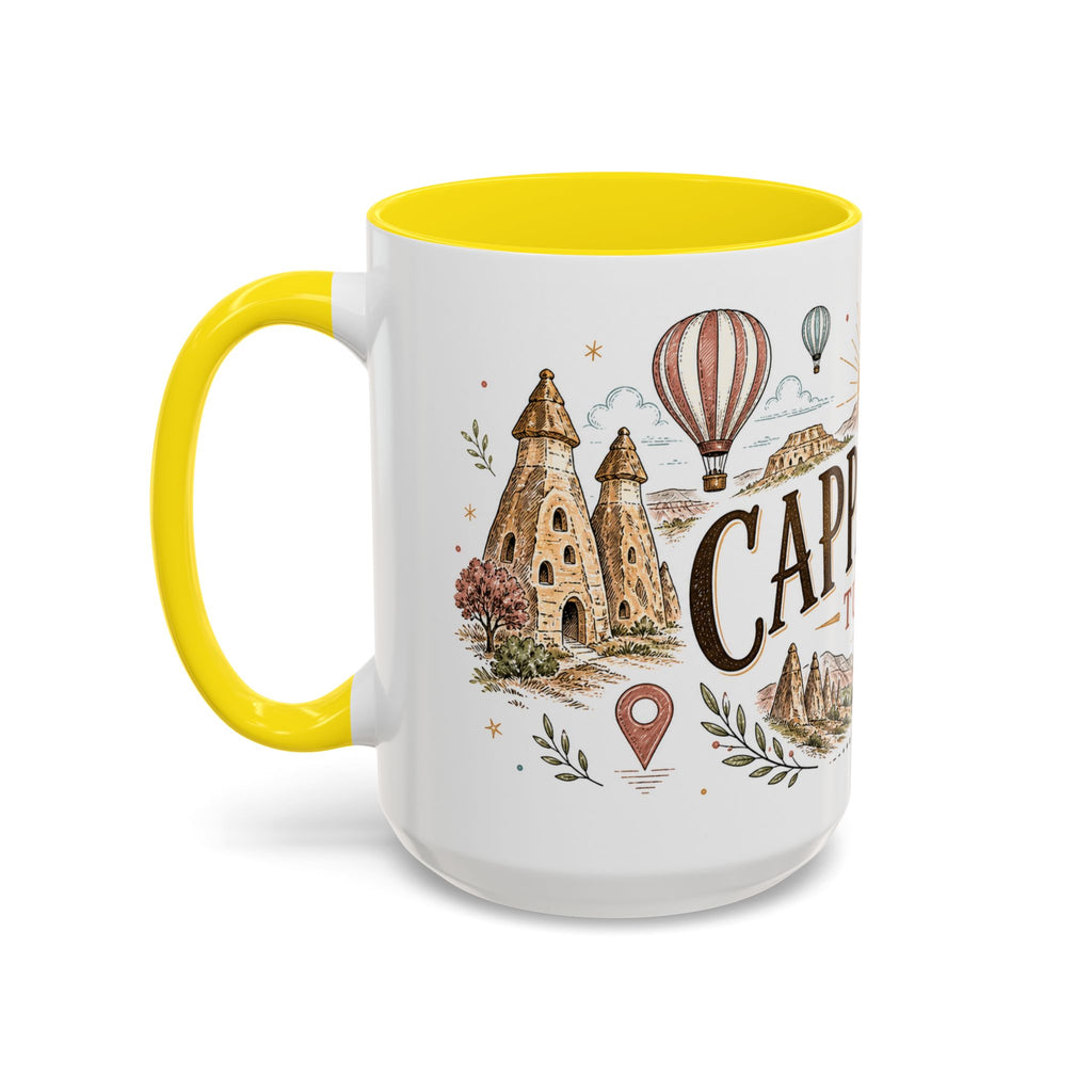 Cappadocia Coffee Mug | Travel Destination Souvenir Gift | Accent Color Ceramic 11oz 15oz