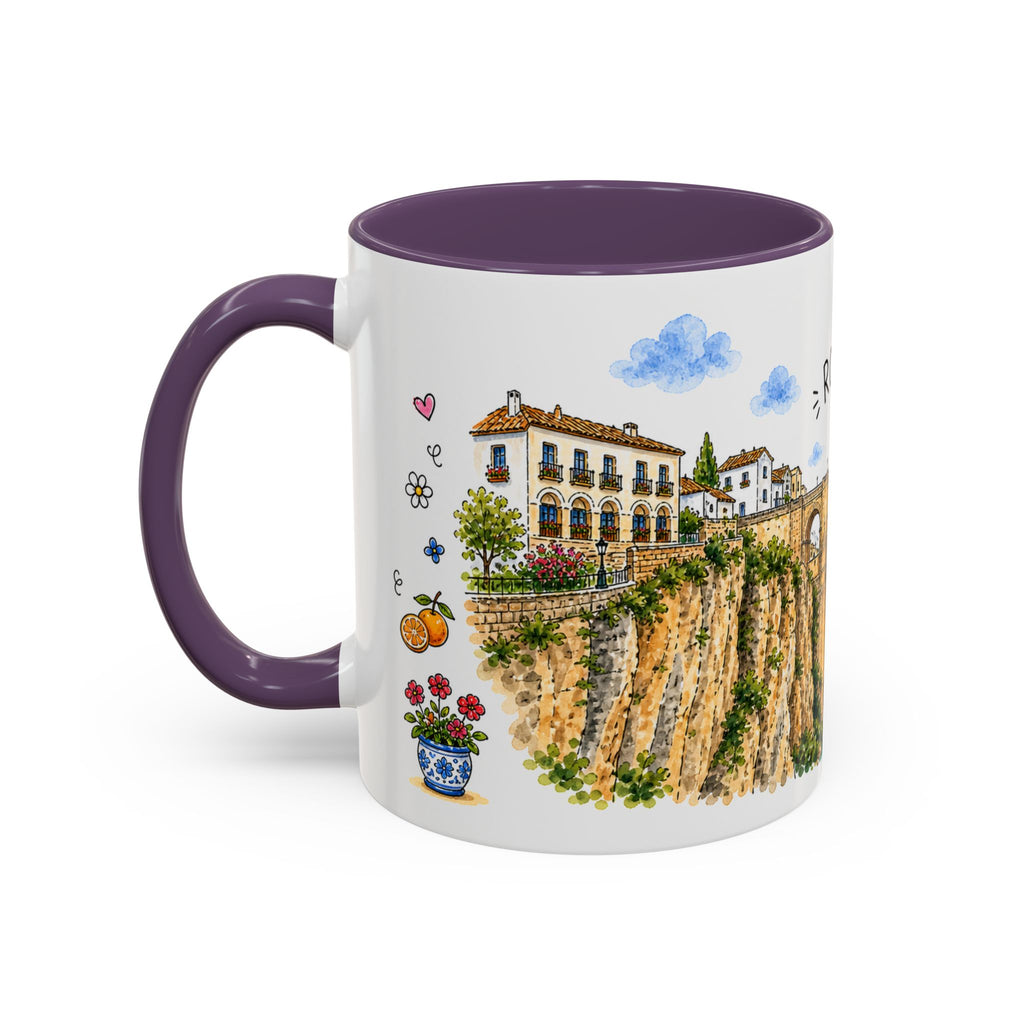 Ronda Illustrated Travel Mug | Spain Souvenir Accent Coffee Mug | 11oz 15oz Ceramic Cup