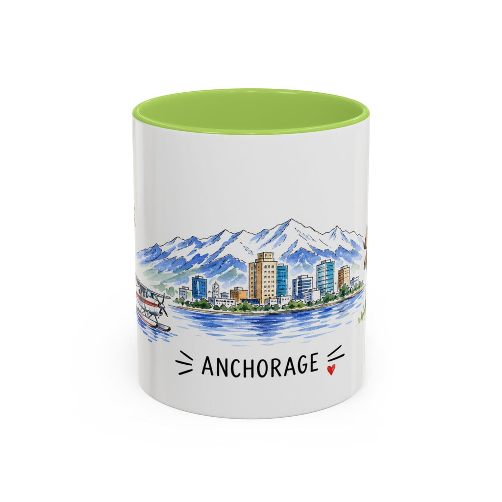Anchorage Illustrated Travel Mug | City Souvenir Accent Coffee Mug | 11oz 15oz Ceramic Cup