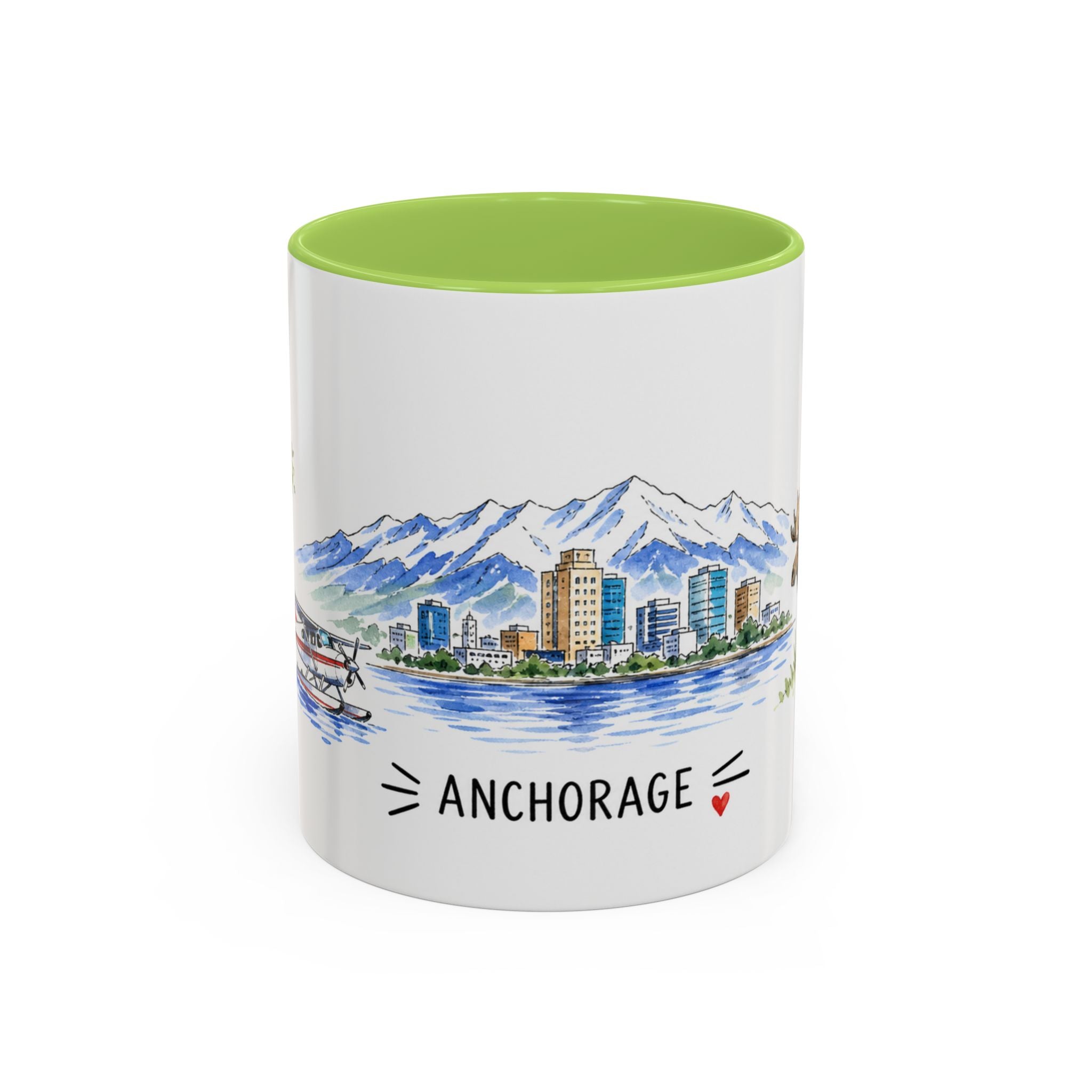 Anchorage Illustrated Travel Mug | City Souvenir Accent Coffee Mug | 11oz 15oz Ceramic Cup