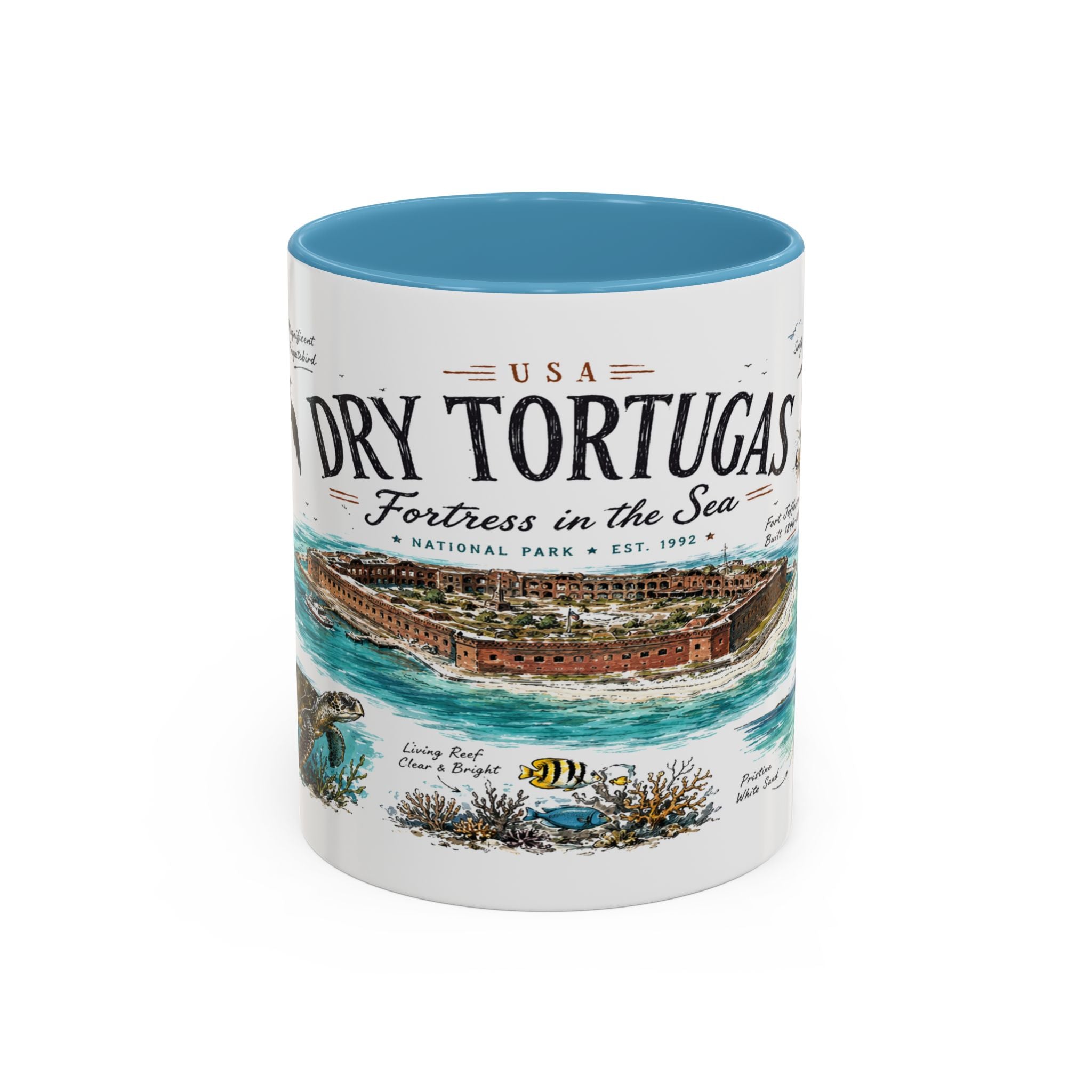 Dry Tortugas National Park Coffee Mug | Florida Island Fort Snorkeling Gift | Accent Color Ceramic 11oz 15oz
