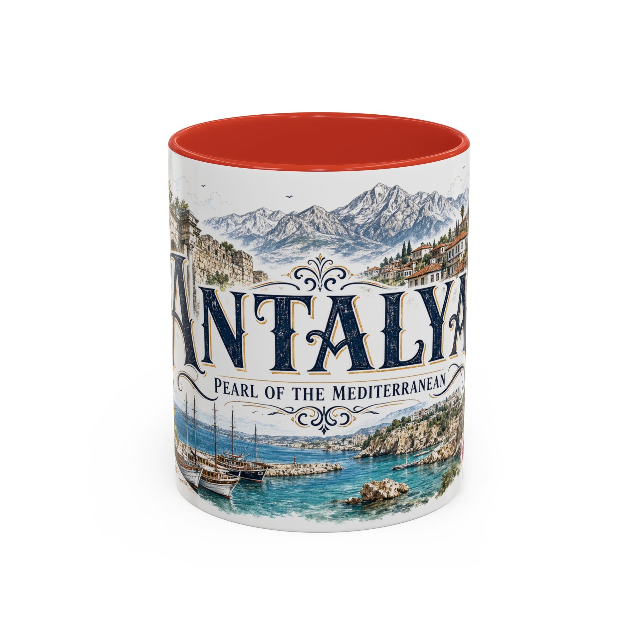 Antalya Coffee Mug | Turkey Travel Souvenir | Vintage Illustrated City Gift | 11 oz 15 oz Accent Mug