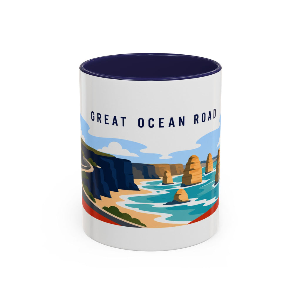 Great Ocean Road Coffee Mug | Travel Destination Souvenir Gift | Accent Color Ceramic 11oz 15oz