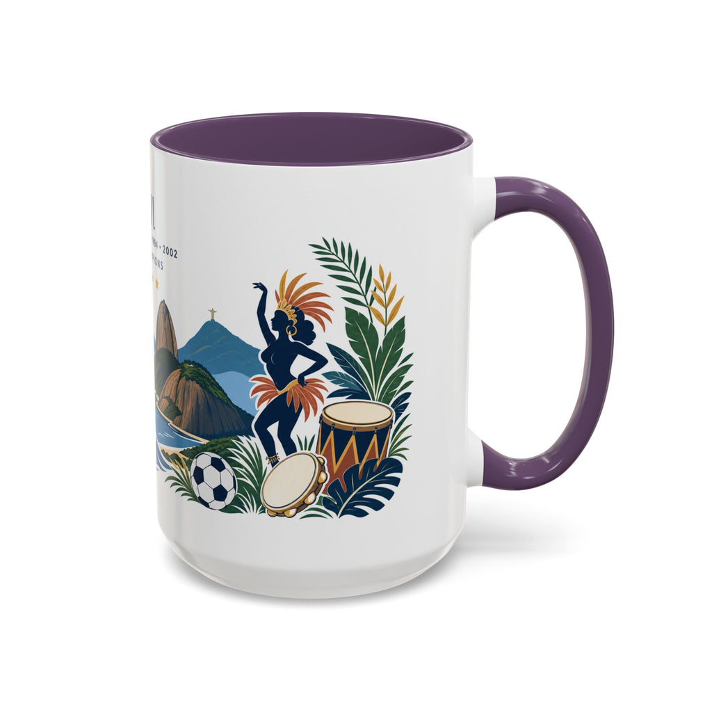 Brazil World Champions Mug | Five Time Soccer Champion Gift | Brazilian Football Fan Cup | 1958–2002 | 11oz 15oz Accent Mug