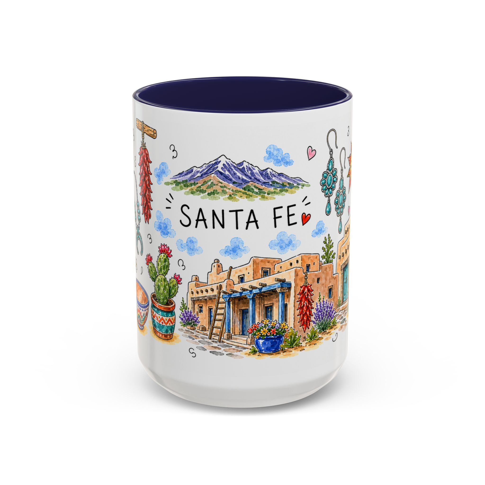 Santa Fe Illustrated Travel Mug | City Souvenir Accent Coffee Mug | 11oz 15oz Ceramic Cup