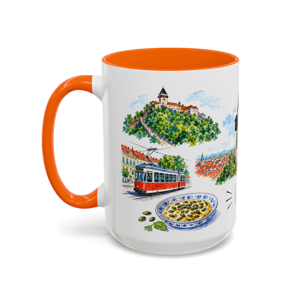 Graz Illustrated Travel Mug | City Souvenir Accent Coffee Mug | 11oz 15oz Ceramic Cup