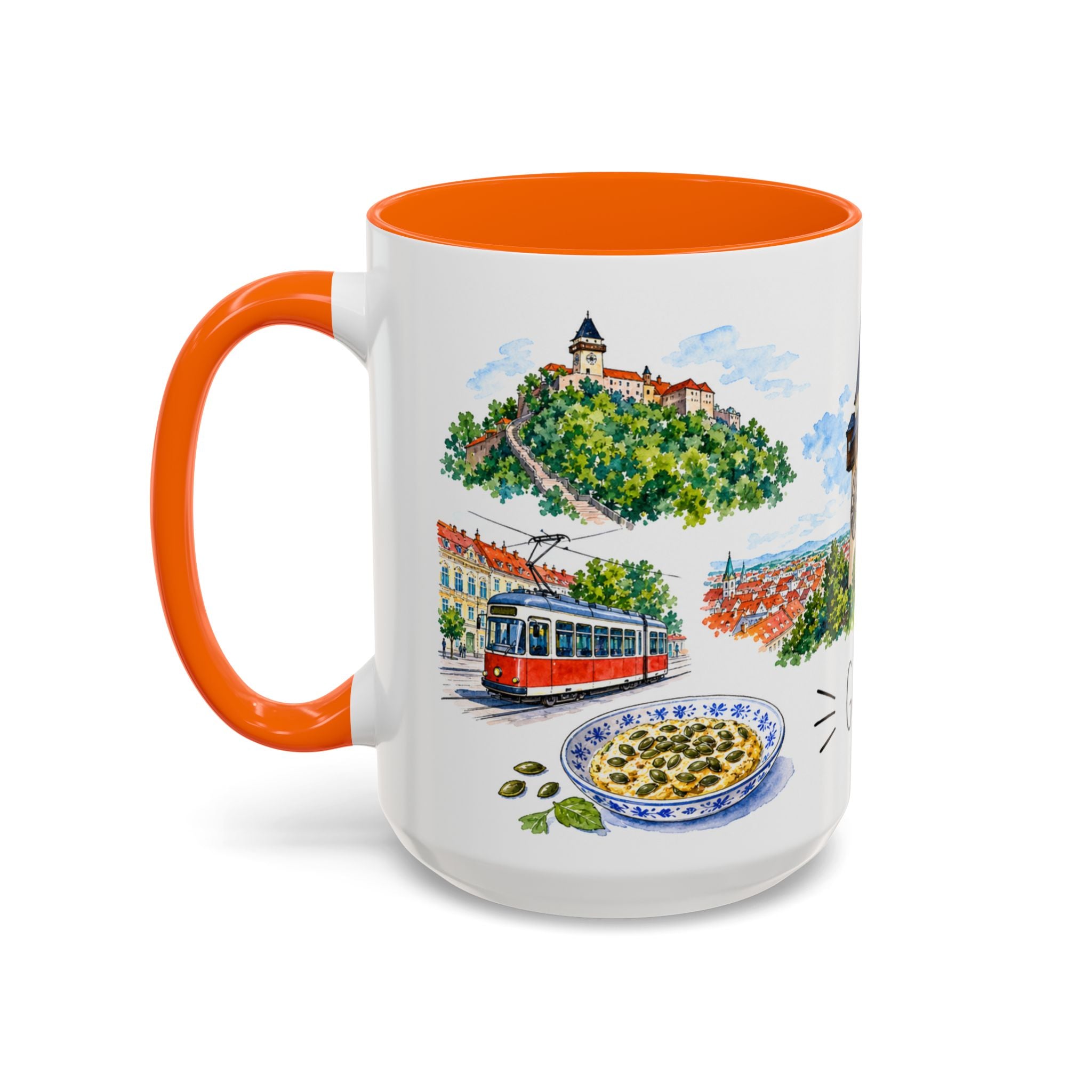 Graz Illustrated Travel Mug | City Souvenir Accent Coffee Mug | 11oz 15oz Ceramic Cup