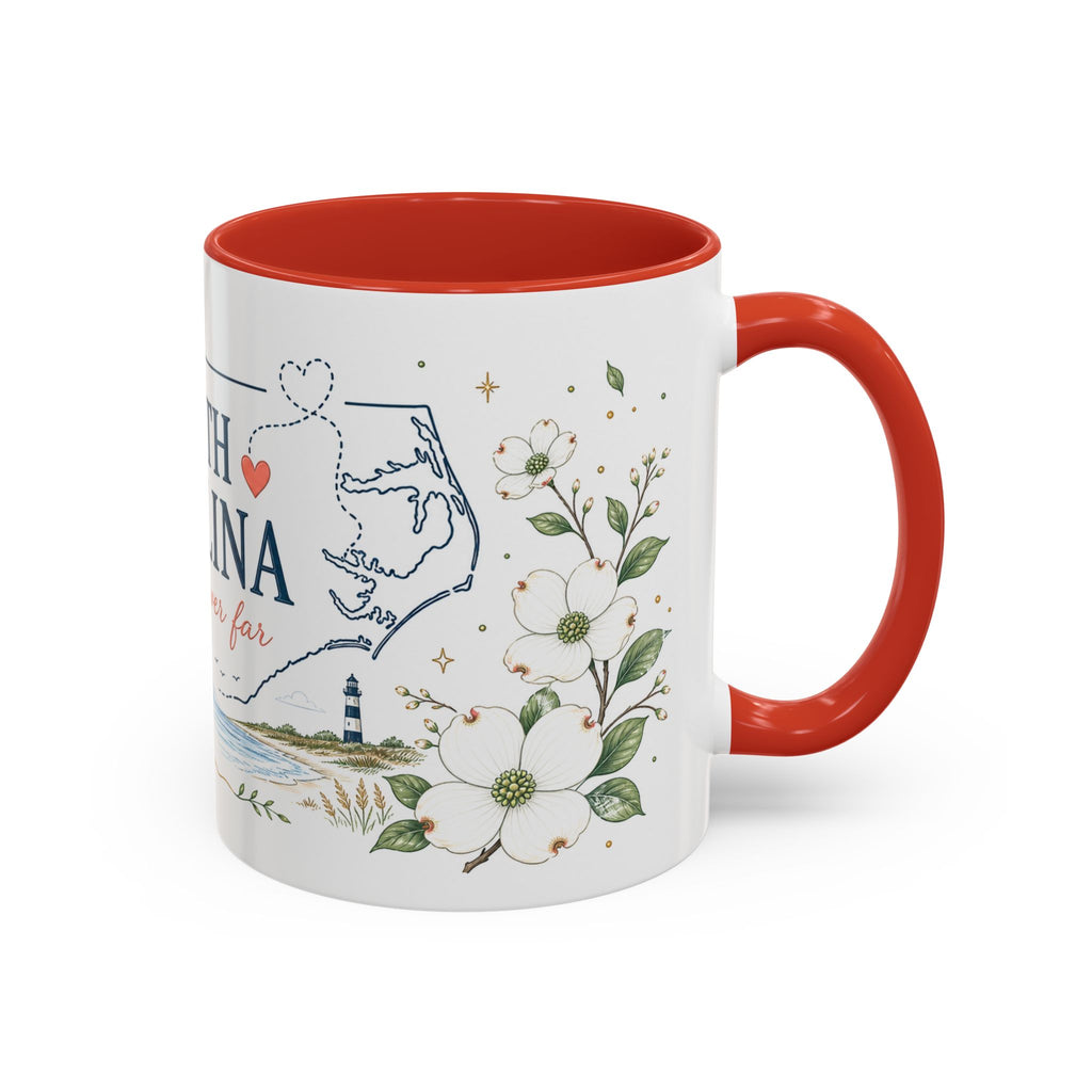 North Carolina State Map Mug | Moving Away, Homesick Gift | Botanical Accent Coffee Cup