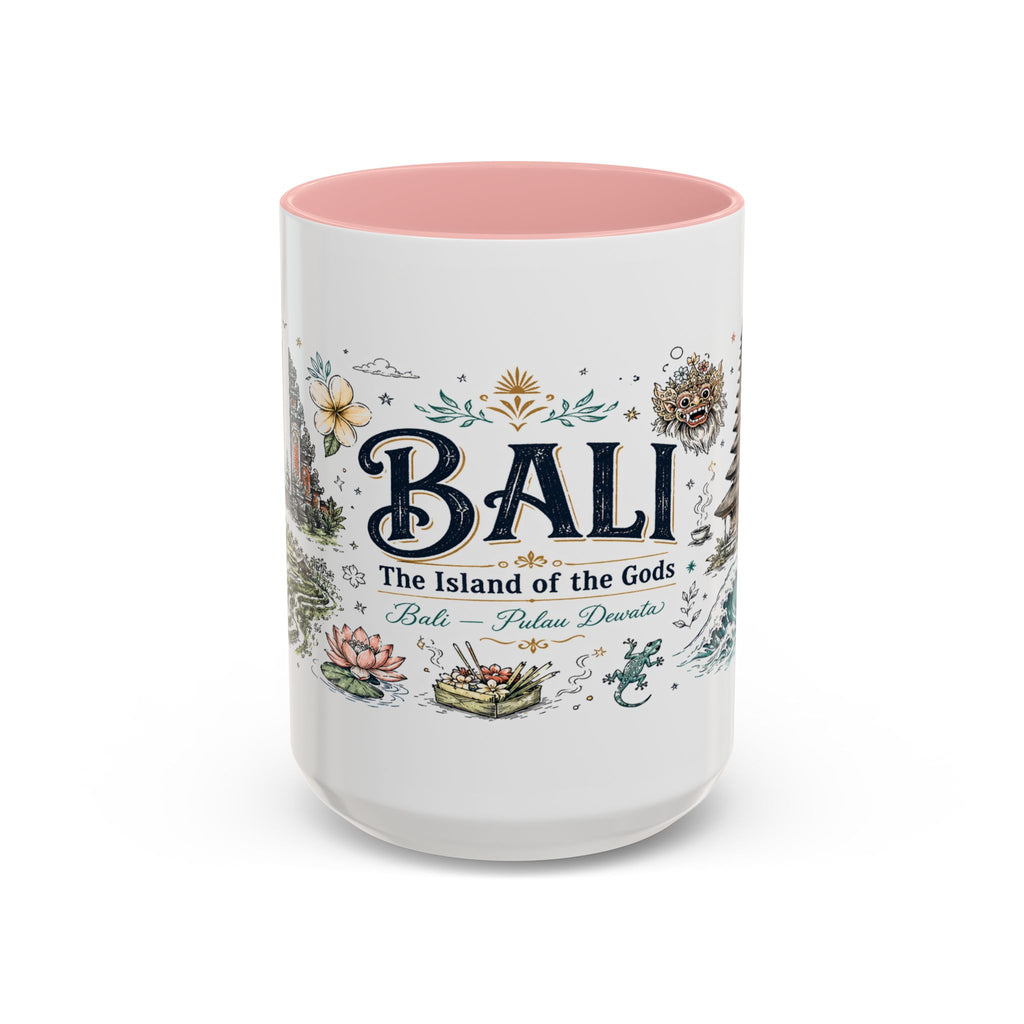 Bali Coffee Mug | Indonesia Souvenir Travel Gift | Accent Color Ceramic 11oz 15oz