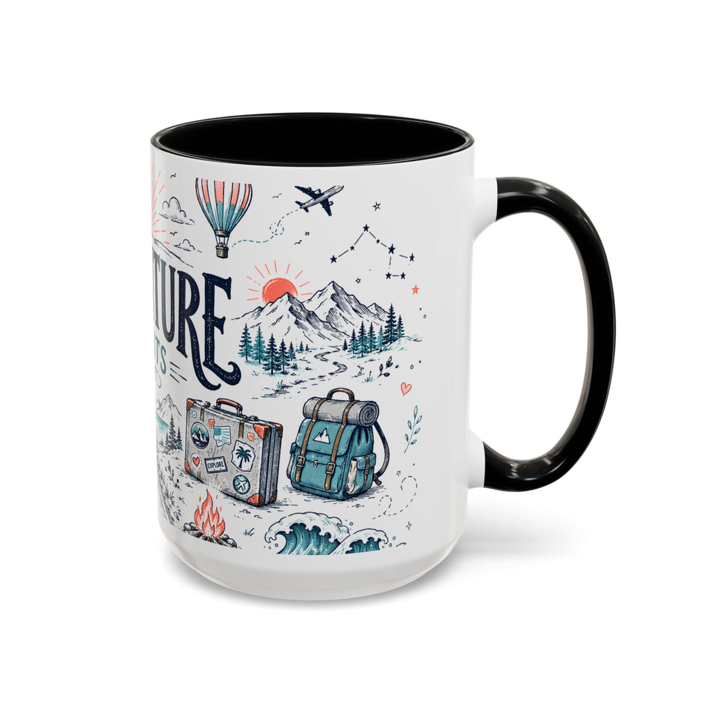 Adventure Awaits Coffee Mug | Class of 2026 Graduation Gift | Accent Color Ceramic 11oz 15oz