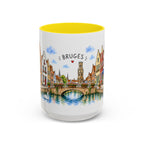 Bruges Illustrated Travel Mug | Belgium Souvenir Accent Coffee Mug | 11oz 15oz Ceramic Cup