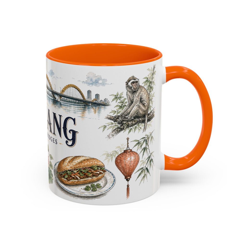 Da Nang Coffee Mug | Vietnam Travel Souvenir | Vintage Illustrated City Gift | 11 oz 15 oz Accent Mug