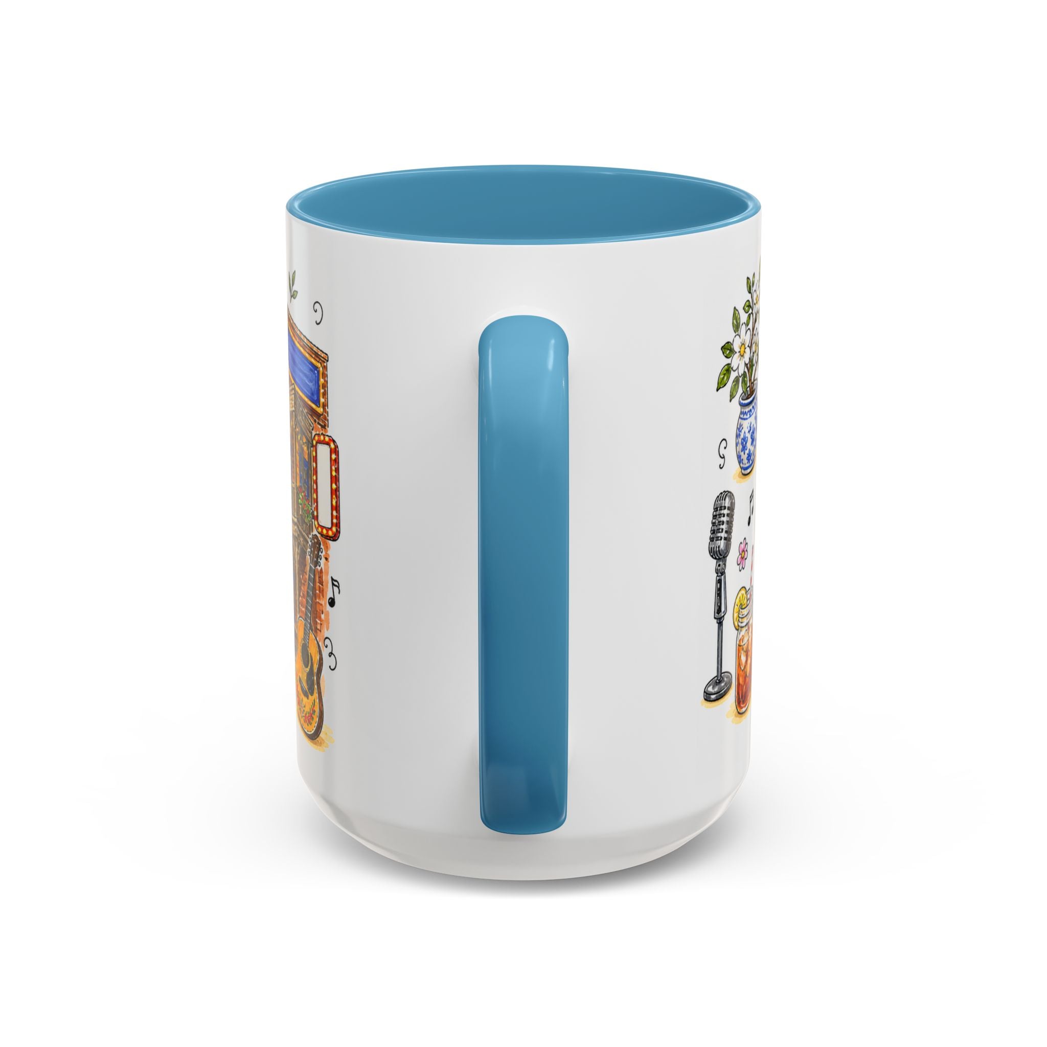 Nashville Illustrated Travel Mug | City Souvenir Accent Coffee Mug | 11oz 15oz Ceramic Cup