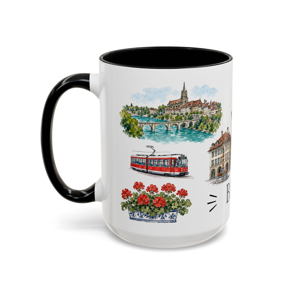 Bern Illustrated Travel Mug | City Souvenir Accent Coffee Mug | 11oz 15oz Ceramic Cup