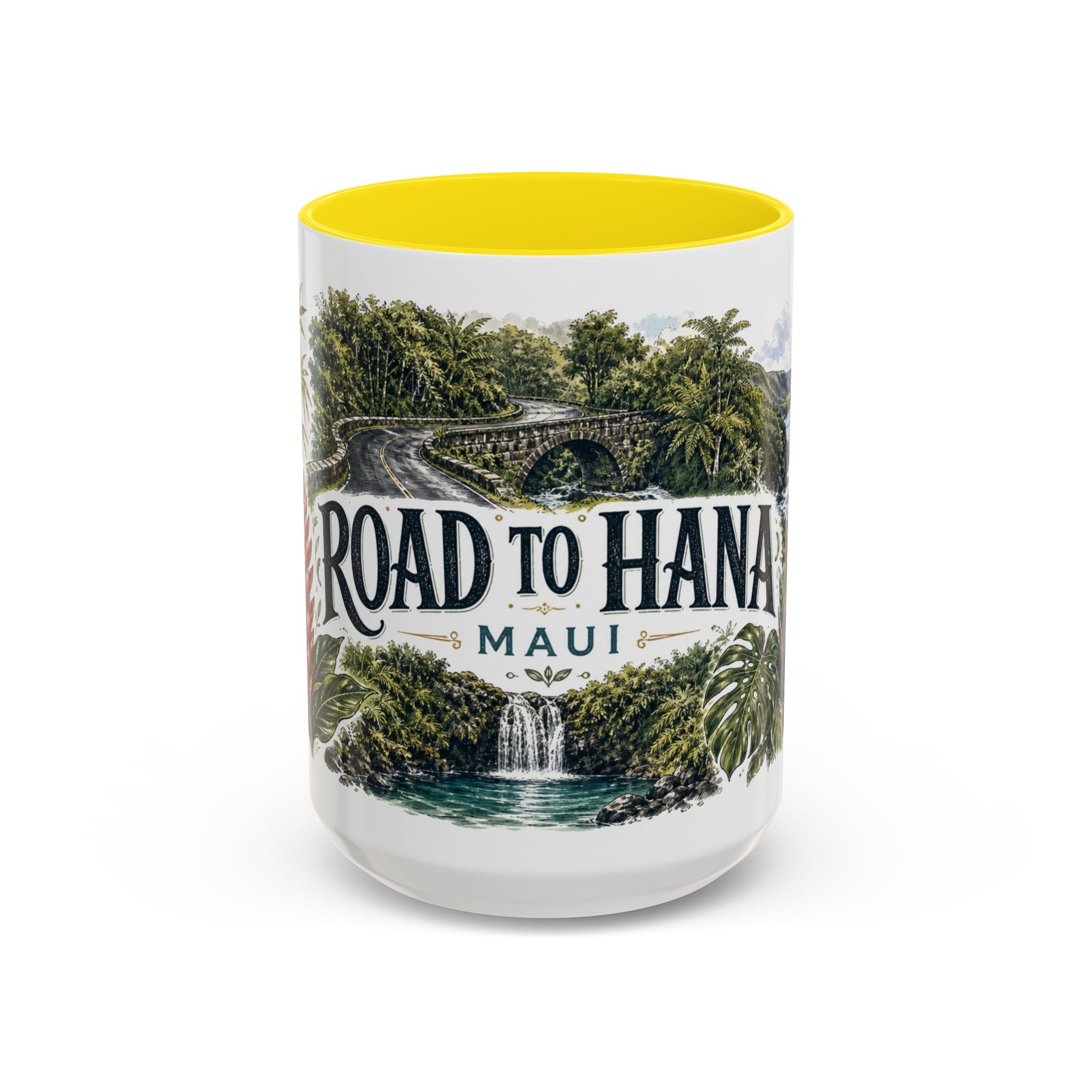 Road to Hana Mug, Maui Travel Souvenir, Bucket List Gift, Accent Ceramic Coffee Mug 11oz 15oz