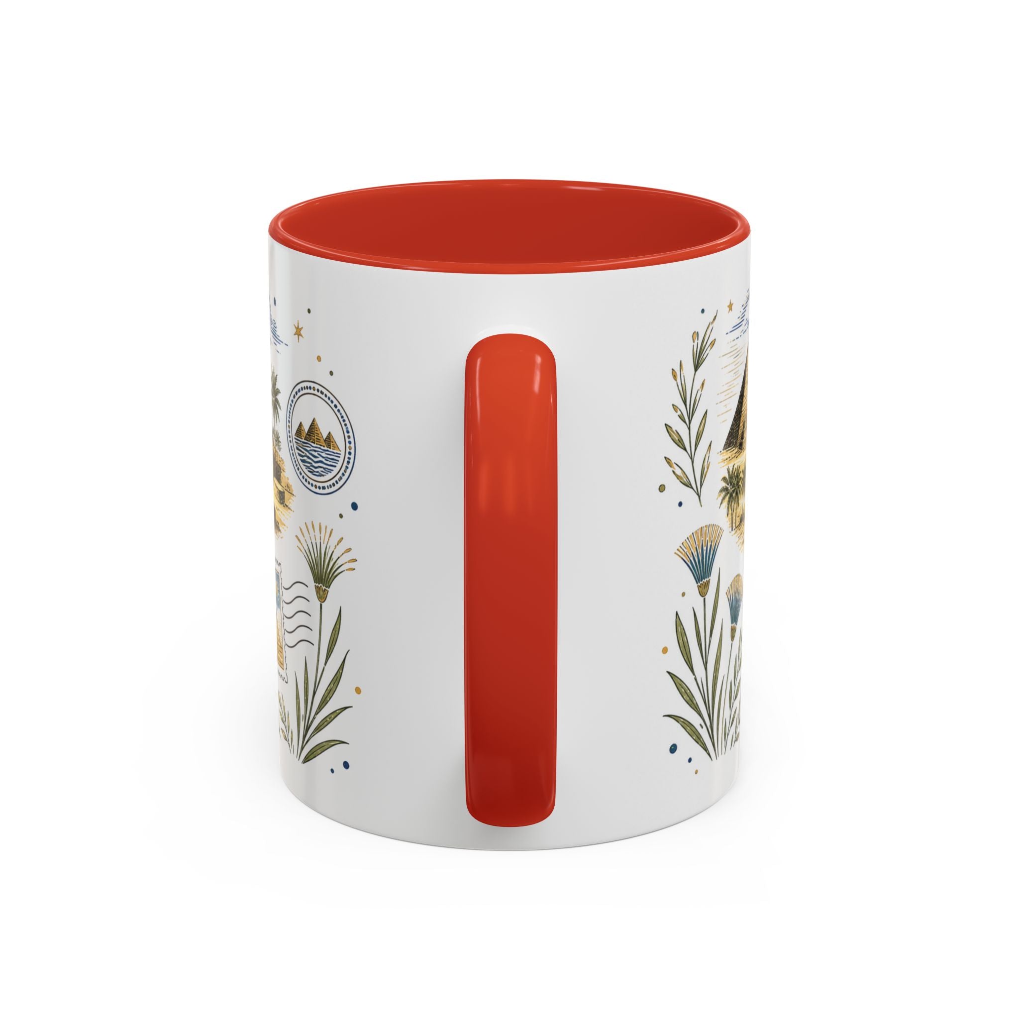 Pyramids of Giza Coffee Mug | Travel Destination Souvenir Gift | Accent Color Ceramic 11oz 15oz