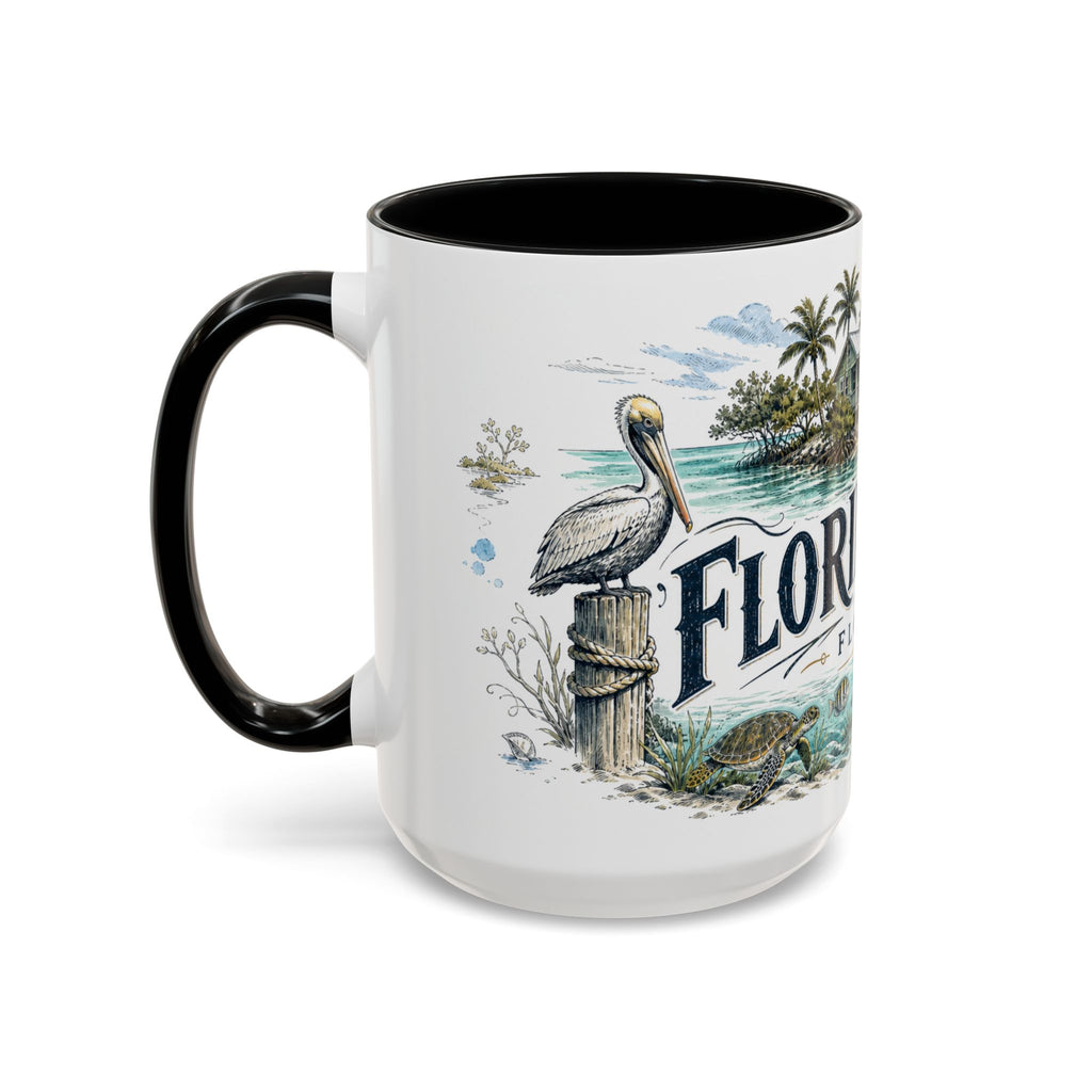 Florida Keys Mug, Florida Travel Souvenir, Bucket List Gift, Accent Ceramic Coffee Mug 11oz 15oz