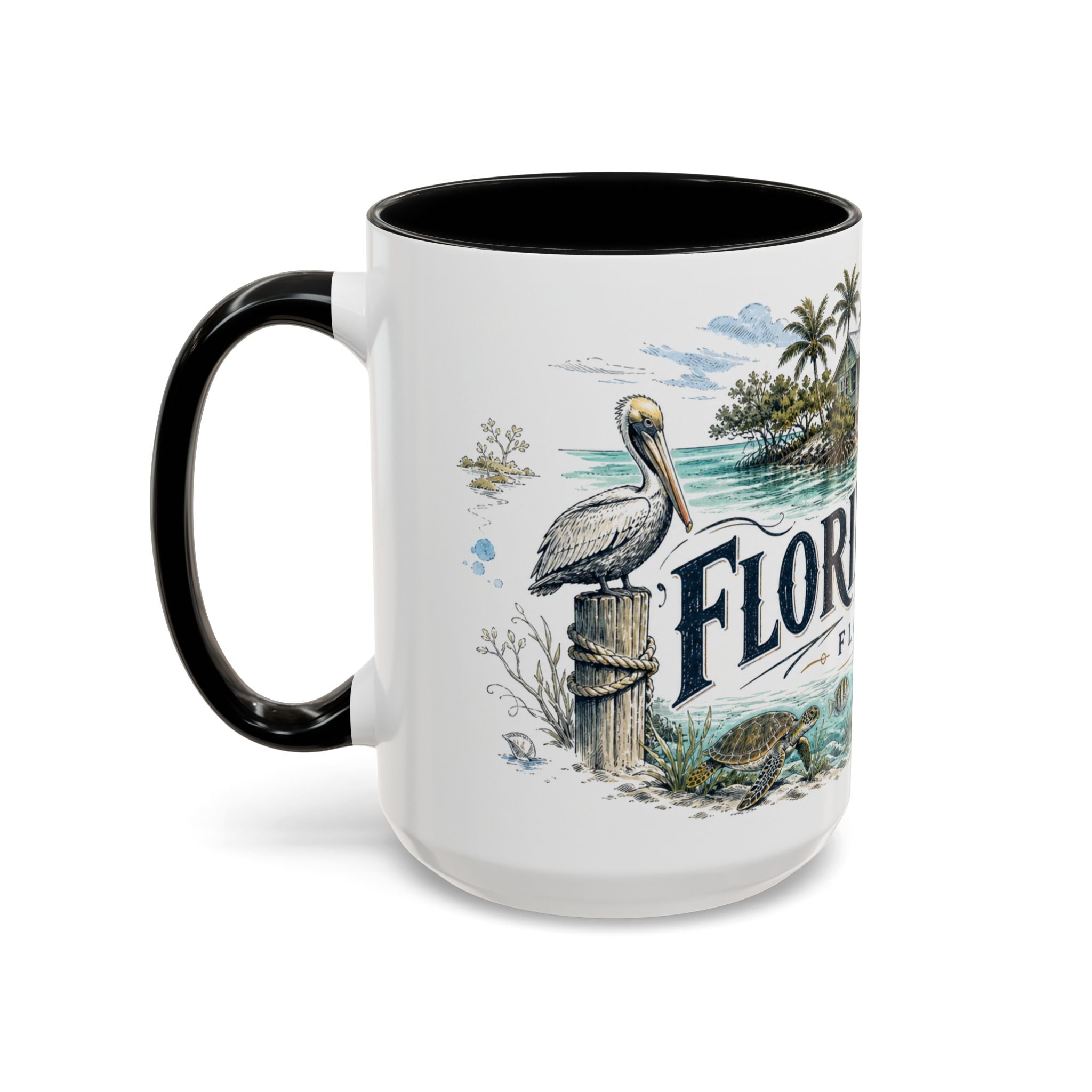 Florida Keys Mug, Florida Travel Souvenir, Bucket List Gift, Accent Ceramic Coffee Mug 11oz 15oz