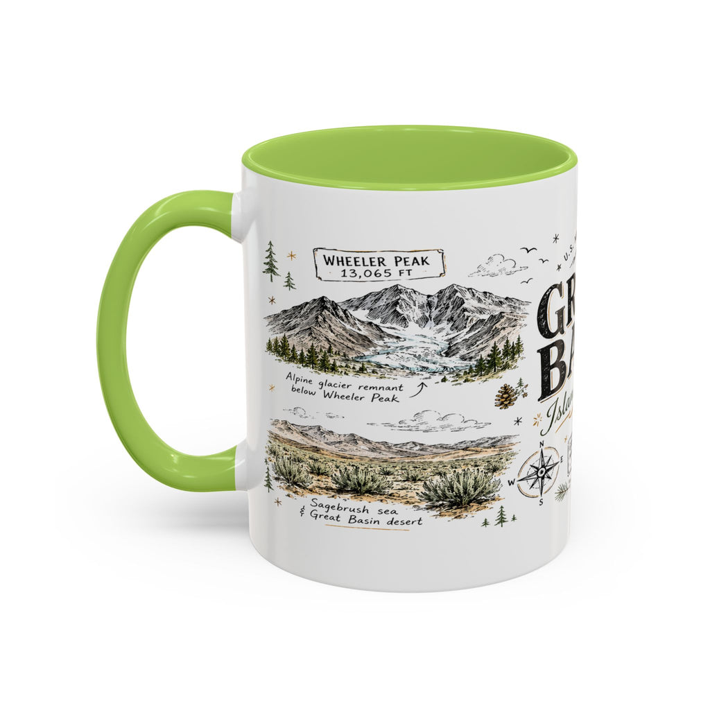 Great Basin National Park Coffee Mug | Nevada Desert Stargazing Hiking Gift | Accent Color Ceramic 11oz 15oz