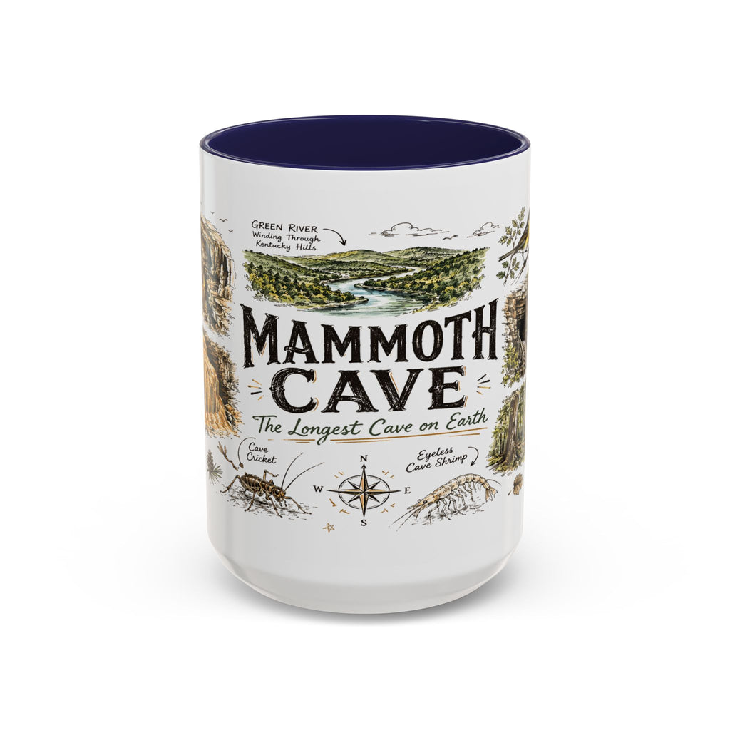 Mammoth Cave National Park Coffee Mug | Kentucky Cave Exploration Hiking Gift | Accent Color Ceramic 11oz 15oz