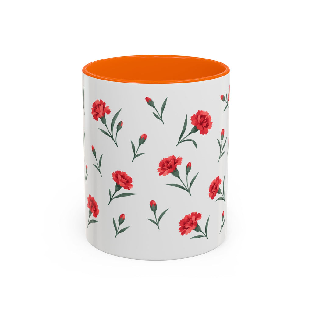 Ohio Scarlet Carnation Mug, State Flower Floral Coffee Cup, 11oz Botanical Gift
