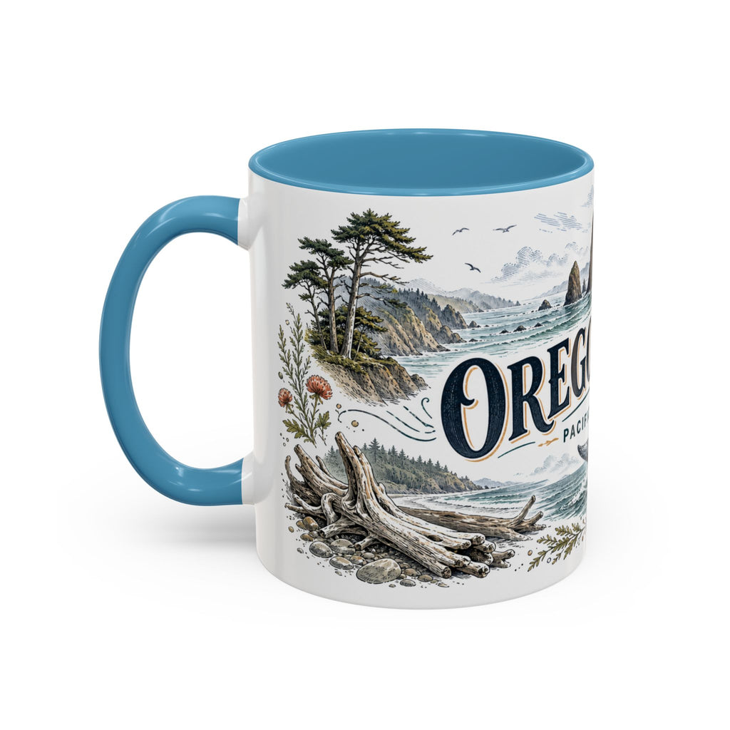 Oregon Coast Mug, Pacific Northwest Travel Souvenir, Bucket List Gift, Accent Ceramic Coffee Mug 11oz 15oz