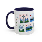 Seattle Coffee Mug | Postage Stamp Collage Mug | Travel Souvenir Accent Cup 11oz 15oz
