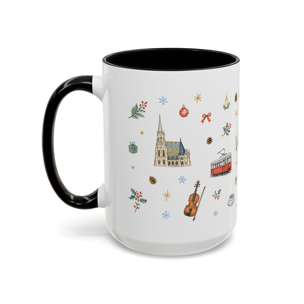 Vienna Christmas Mug | Watercolor Travel Souvenir | Holiday Gift | Accent Ceramic Coffee Cup 11oz 15oz