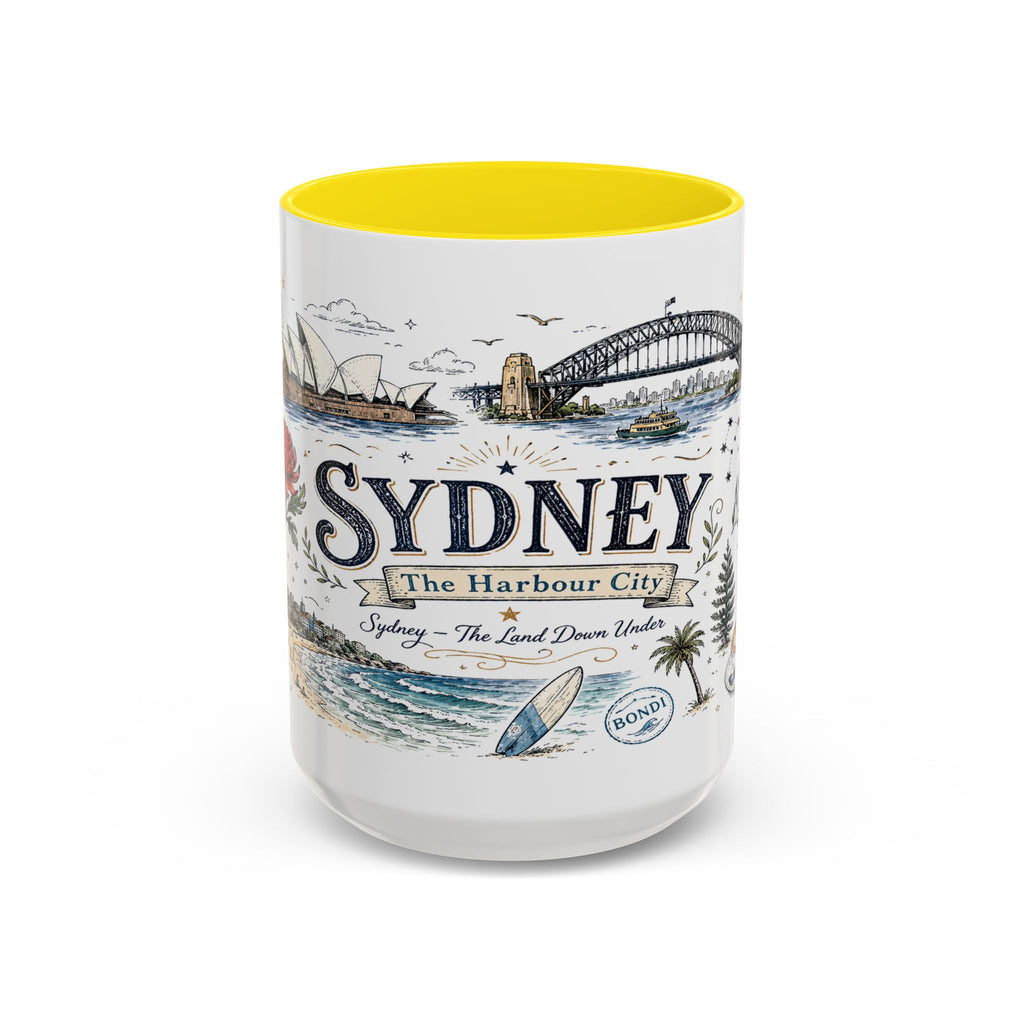 Sydney Coffee Mug | Australia Souvenir Travel Gift | Accent Color Ceramic 11oz 15oz