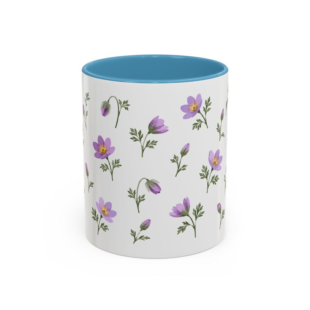 South Dakota Pasque Flower Mug, State Flower Floral Coffee Cup, 11oz Botanical Gift