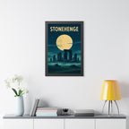 Stonehenge United Kingdom Framed Poster | Vintage Travel Wall Art | Black Walnut White Frame | 16x24 20x30