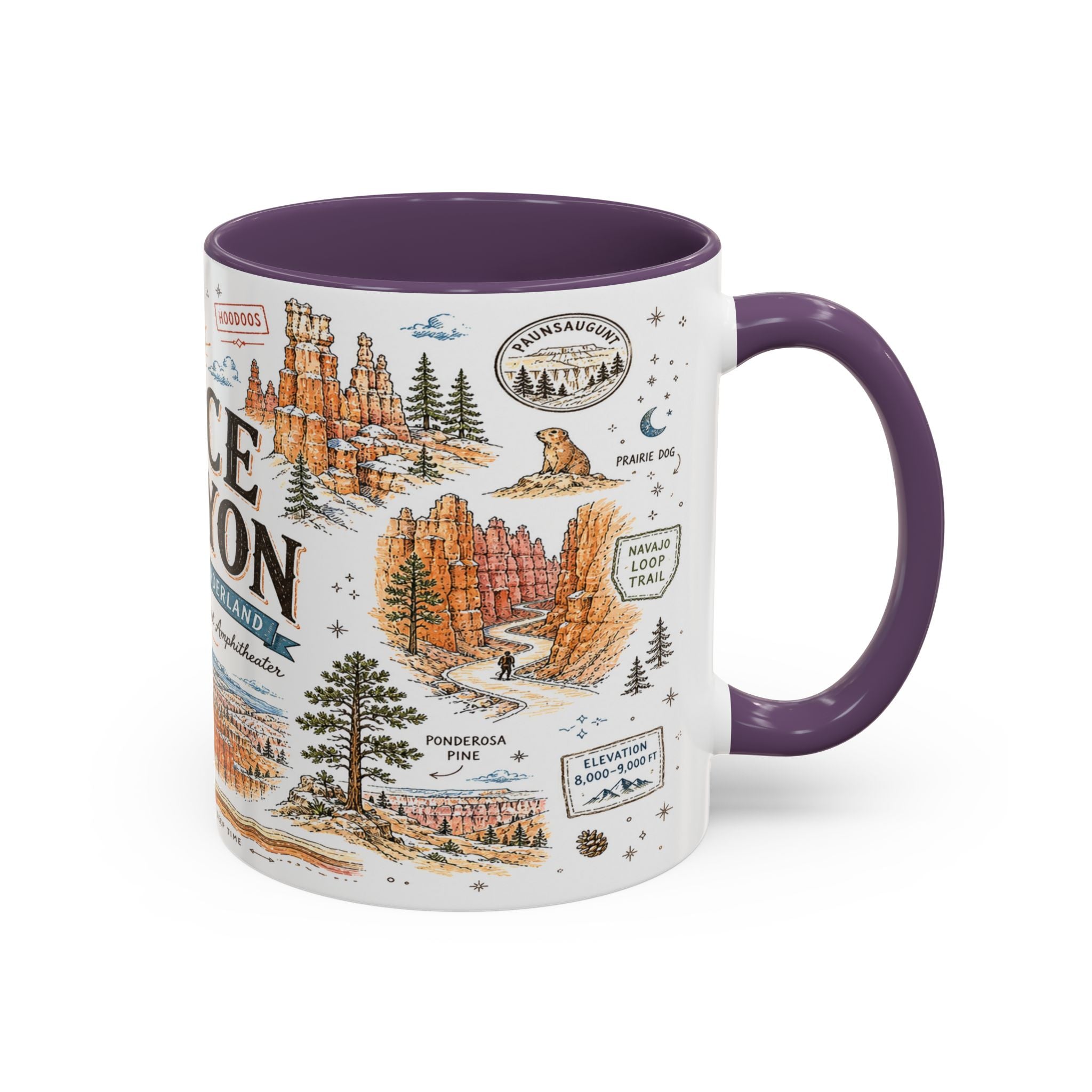 Bryce Canyon Coffee Mug | National Park Hiking Utah Gift | Accent Color Ceramic 11oz 15oz