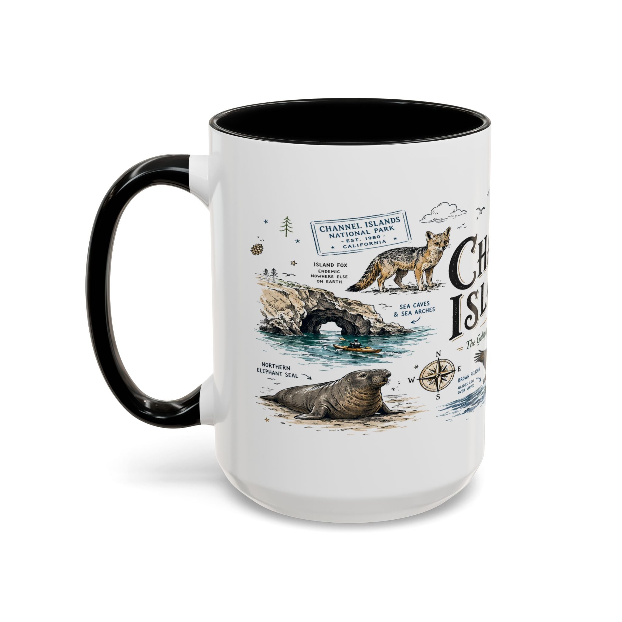 Channel Islands National Park Coffee Mug | California Island Wildlife Marine Gift | Accent Color Ceramic 11oz 15oz
